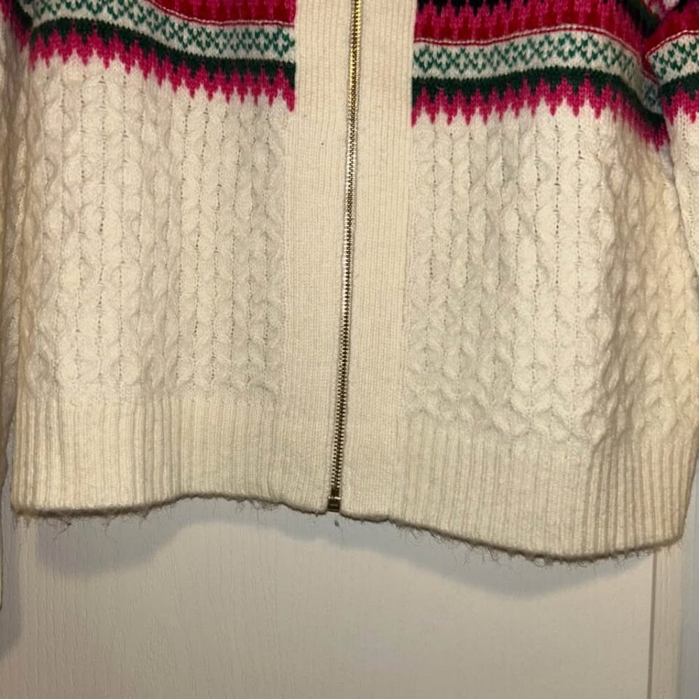 NWT Talbots Zip Cardigan Sweater- Joyful Fair Isle woman's size XL - Picture 7 of 12